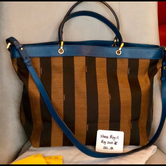 Fendi Handbags - ‼️SOLD‼️ FENDI BLUE PEQUIN STRIPED CANVAS TOTE
